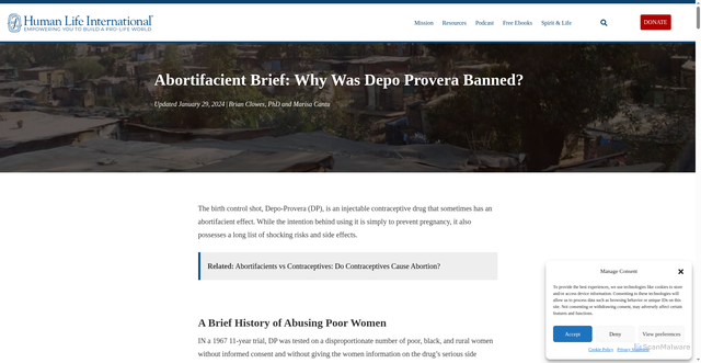 Security scan screenshot of https://www.hli.org/resources/depo-provera-banned/