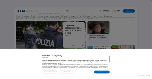 Security scan screenshot of https://www.libero.it/