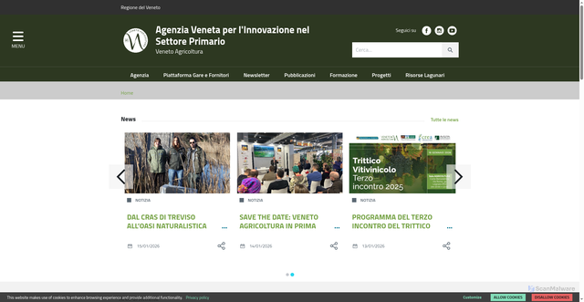 Security scan screenshot of https://www.venetoagricoltura.org/home