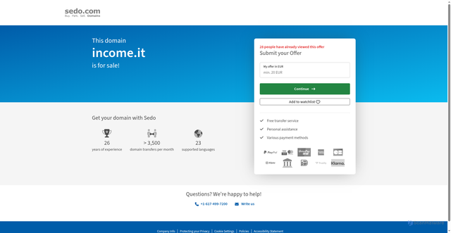 Security scan screenshot of https://sedo.com/search/details/?partnerid=324561&language=d&domain=income.it&origin=sales_lander_15&utm_medium=Parking&utm_campaign=offerpage
