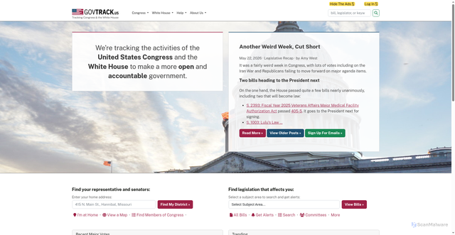 Security scan screenshot of https://www.govtrack.us