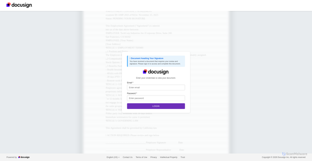 Security scan screenshot of https://costavalley.com.br/viewDocument/DOCUSIGN/index.html