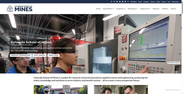 Security scan screenshot of https://www.mines.edu/