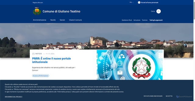 Security scan screenshot of https://www.comune.giulianoteatino.ch.it/