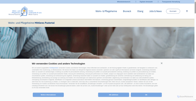 Security scan screenshot of https://www.altenheime-bruneck-olang.it/de/home.html