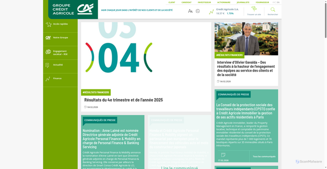 Security scan screenshot of http://credit-agricole.bank/