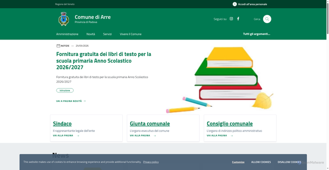 Security scan screenshot of https://www.comune.arre.pd.it