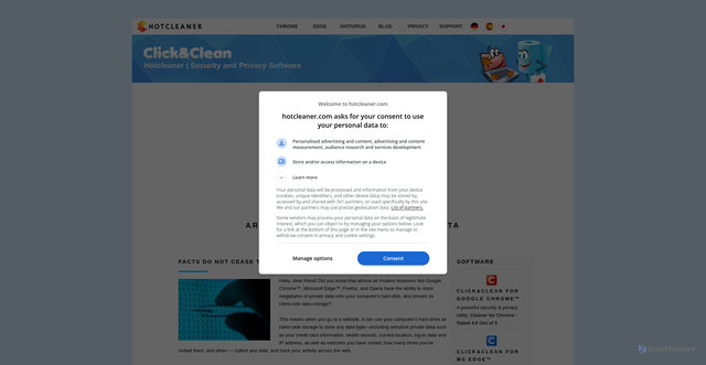 Security scan screenshot of https://www.hotcleaner.com