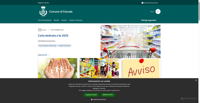 Security scan screenshot of https://www.comune.falcade.bl.it/it