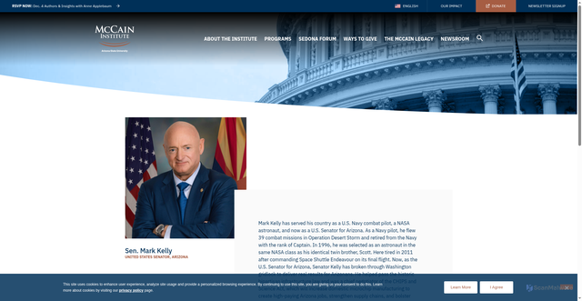 Security scan screenshot of https://www.mccaininstitute.org/the-sedona-forum/speaker/sen-mark-kelly/