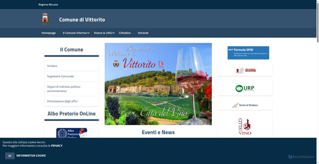 Security scan screenshot of https://www.comune.vittorito.aq.it/hh/index.php