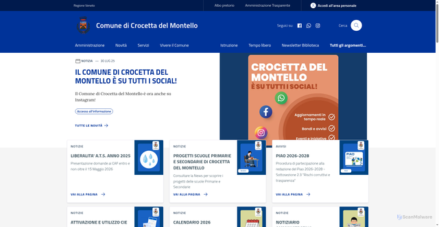 Security scan screenshot of https://www.comune.crocetta.tv.it/