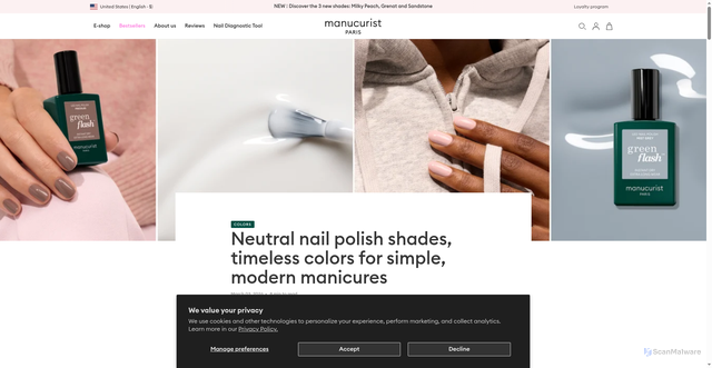 Security scan screenshot of https://us.manucurist.com/blogs/journal/neutral-colors-for-nails