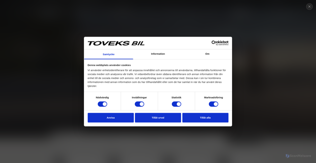 Security scan screenshot of https://toveksbil.se