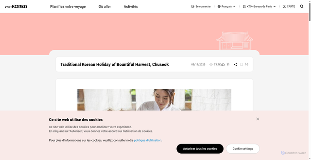 Security scan screenshot of https://french.visitkorea.or.kr/svc/contents/contentsView.do?vcontsId=231314
