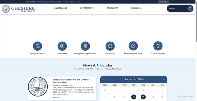 Security scan screenshot of https://cheshirect.gov/