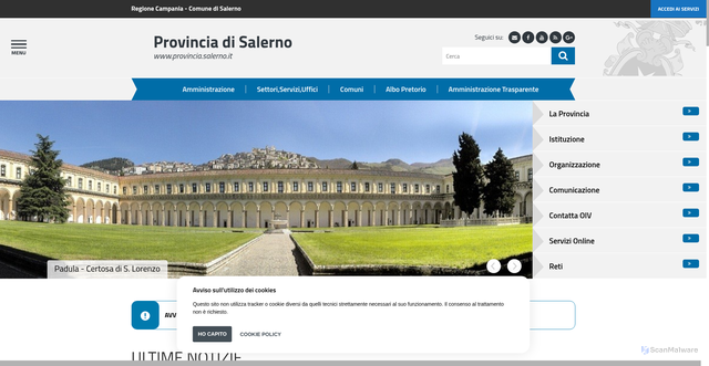 Security scan screenshot of https://www.provincia.salerno.it/