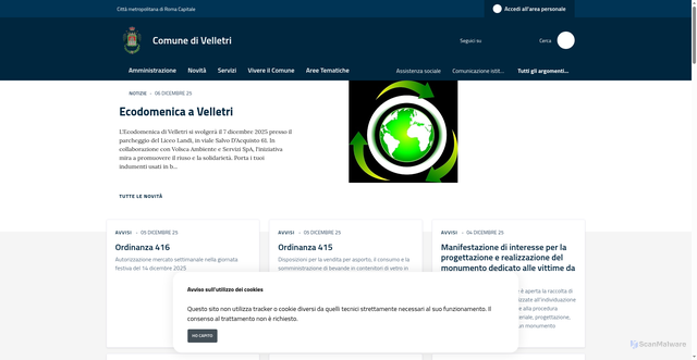 Security scan screenshot of https://www.comune.velletri.rm.it/