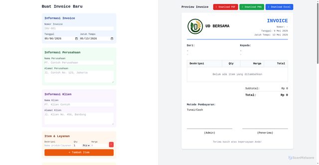 Security scan screenshot of https://invoice.meukarya.my.id/