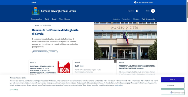 Security scan screenshot of https://www.comune.margheritadisavoia.bt.it/