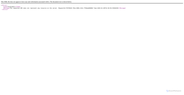 Security scan screenshot of https://blob.ams23prdstr10a.store.core.windows.net