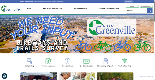 Security scan screenshot of https://greenvilletx.gov/