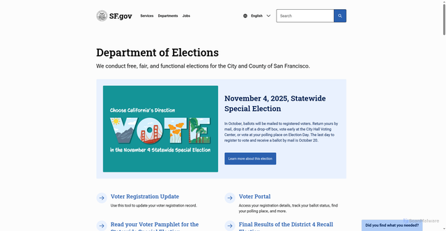 Security scan screenshot of https://sfelections.org/