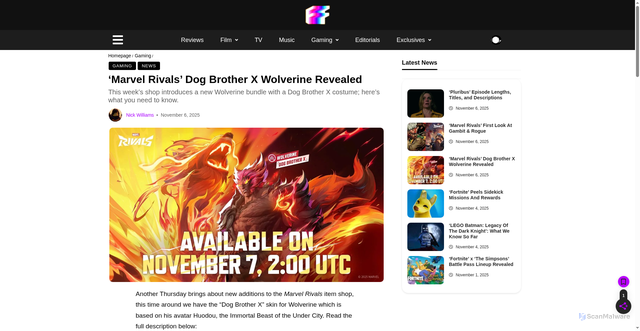 Security scan screenshot of https://featurefirst.net/marvel-rivals-dog-brother-x-wolverine-revealed/