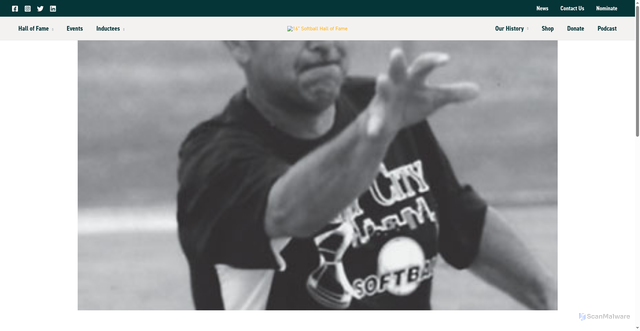 Security scan screenshot of https://16inchsoftballhof.com/inductee/pat-caputo/