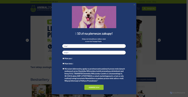Security scan screenshot of https://animalzoone.pl