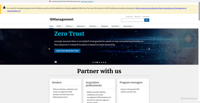 Security scan screenshot of https://www.idmanagement.gov/
