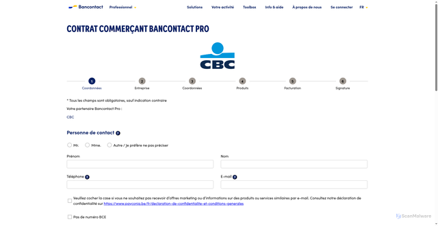 Security scan screenshot of http://cbc.jeveuxbancontactpro.com/