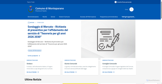 Security scan screenshot of https://comune.monteparano.ta.it/
