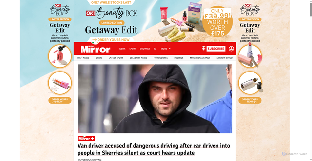 Security scan screenshot of https://www.irishmirror.ie