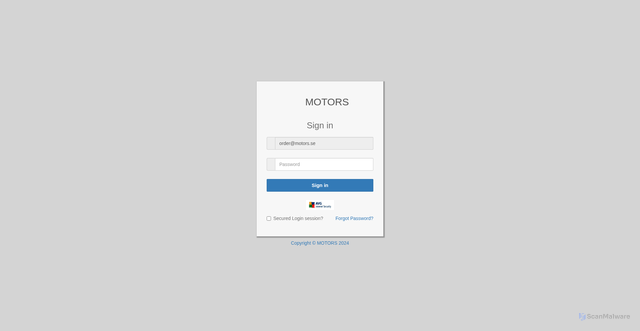 Security scan screenshot of http://energemata.com/media/smm.html#order@motors.se