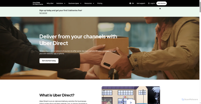 Security scan screenshot of https://merchants.ubereats.com/us/en/services/uber-direct/