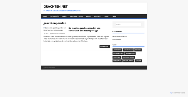 Security scan screenshot of https://grachten.pages.dev/tags/grachtenpanden/