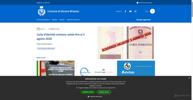 Security scan screenshot of https://www.comune.veranobrianza.mb.it