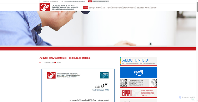 Security scan screenshot of https://www.peritiindustrialisondrio.it/