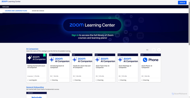 Security scan screenshot of https://learning.zoom.us/learn