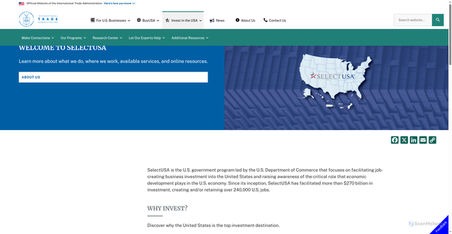 Security scan screenshot of https://www.trade.gov/selectusa