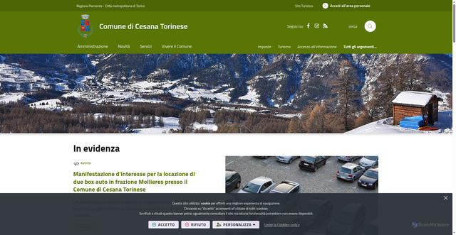Security scan screenshot of https://www.comune.cesana.to.it/it-it/home