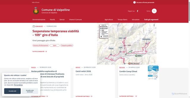 Security scan screenshot of https://www.comune.valpelline.ao.it