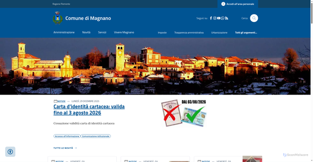 Security scan screenshot of https://www.comune.magnano.bi.it