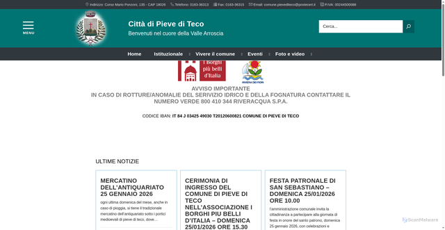 Security scan screenshot of https://www.comune.pievediteco.im.it/wp/