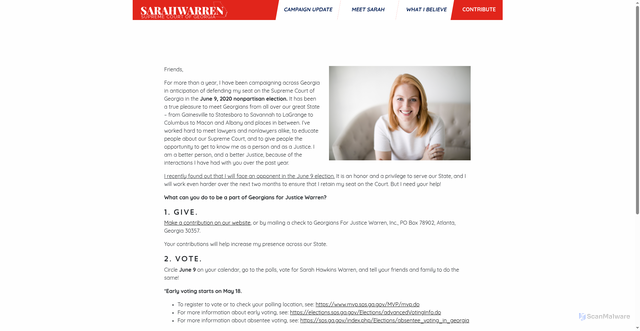 Security scan screenshot of https://sarahwarren.com/campaign-update.html