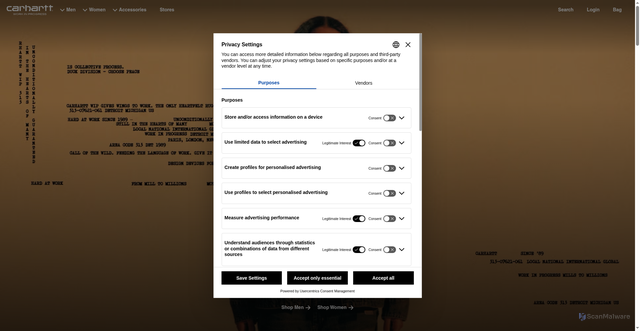 Security scan screenshot of https://carhartt-wip.com