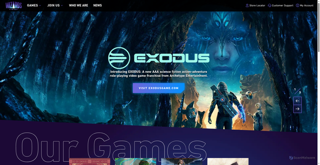 Security scan screenshot of https://company.wizards.com/en
