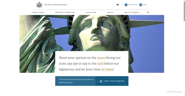 Security scan screenshot of https://www.nysenate.gov/