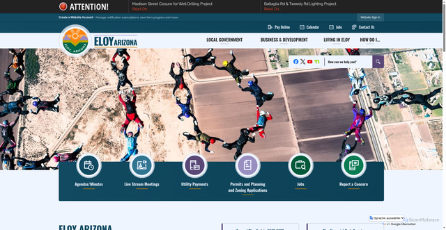 Security scan screenshot of https://eloyaz.gov/
